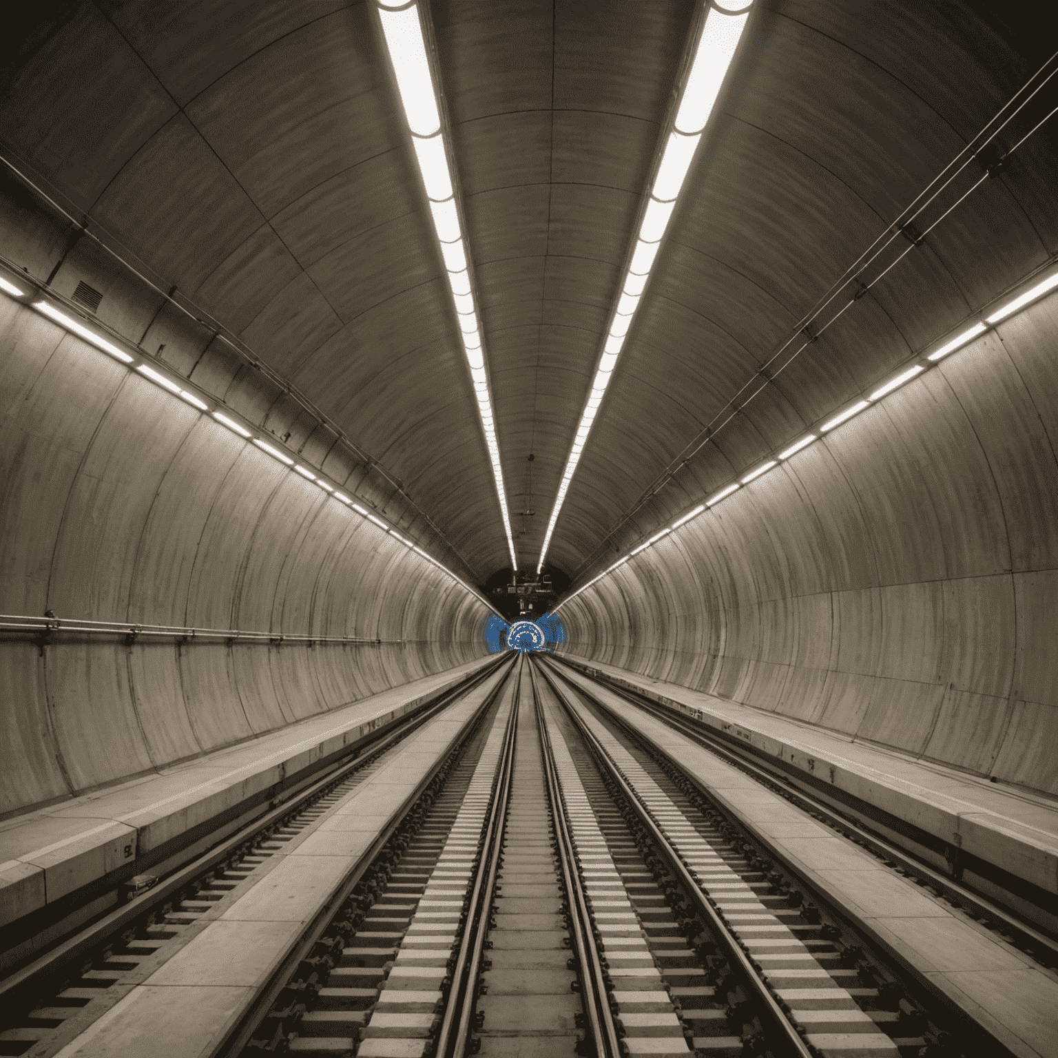 Interior view of the Gotthard Base Tunnel with modern lighting and safety features, showcasing Swiss engineering excellence